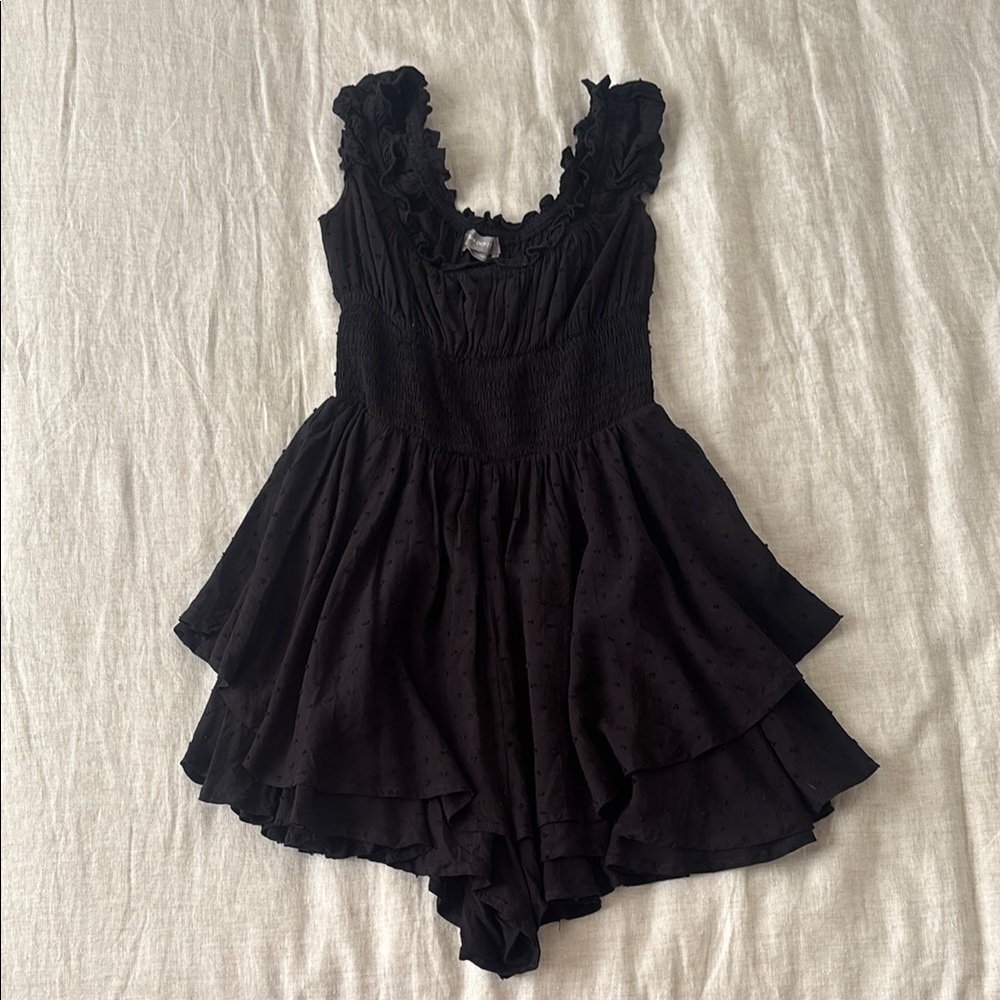 Black Ruffled Sleeveless Dress